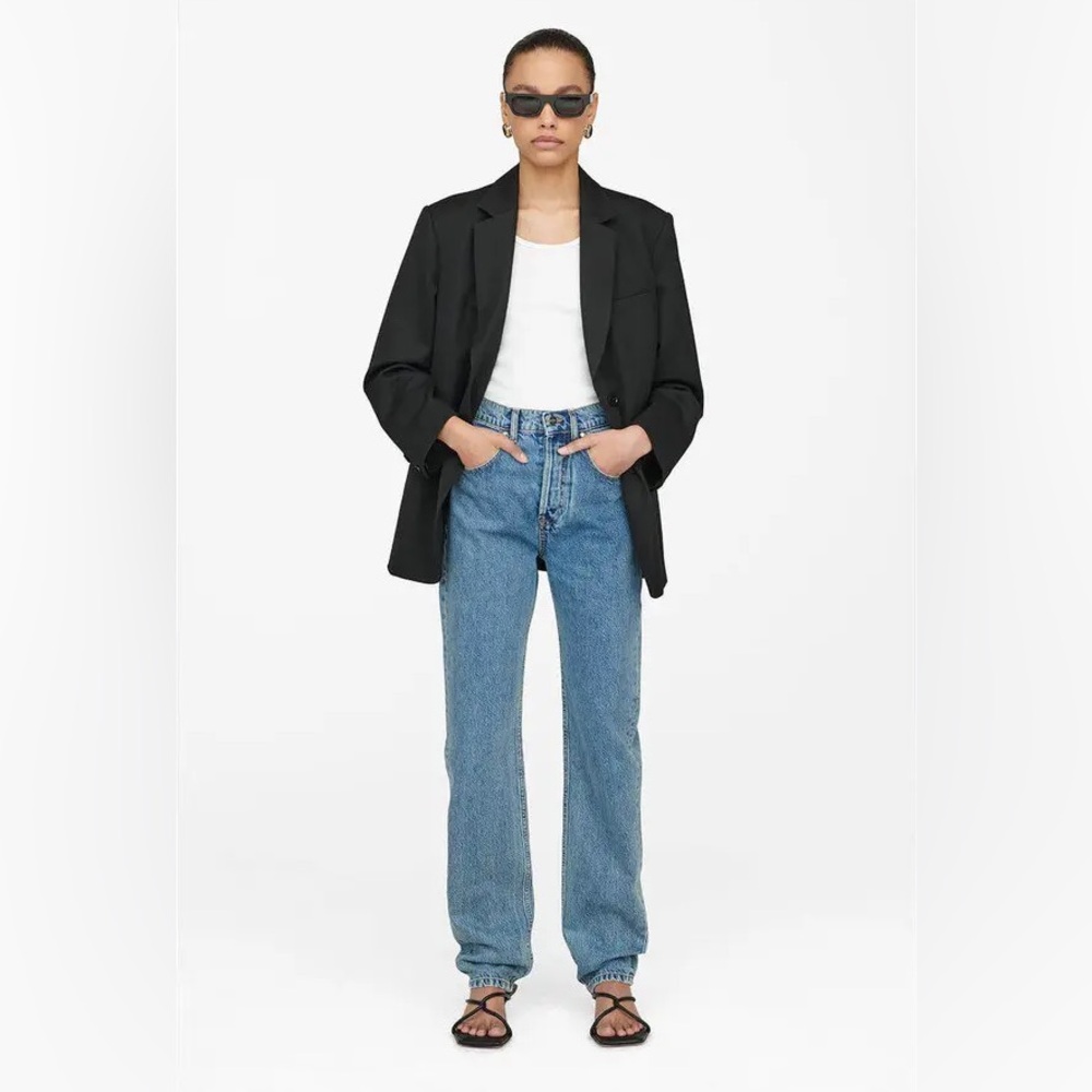 NWT Anine Bing High-Rise Straight Jeans in Light Blue